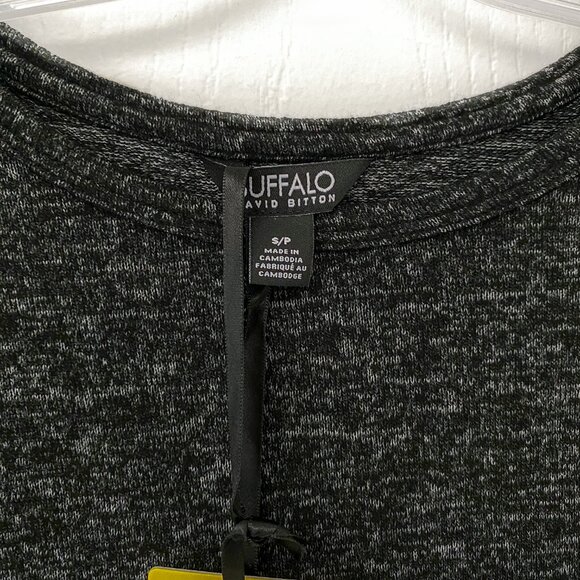 Buffalo David Bitton Womens Ribbed Sleeve Top - Black/Grey - Picture 4 of 9